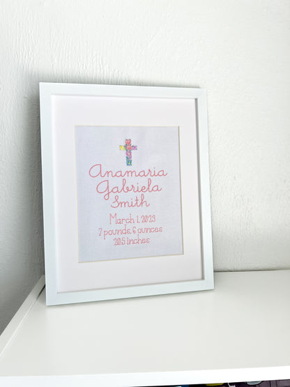 Birth Announcement | Floral Cross